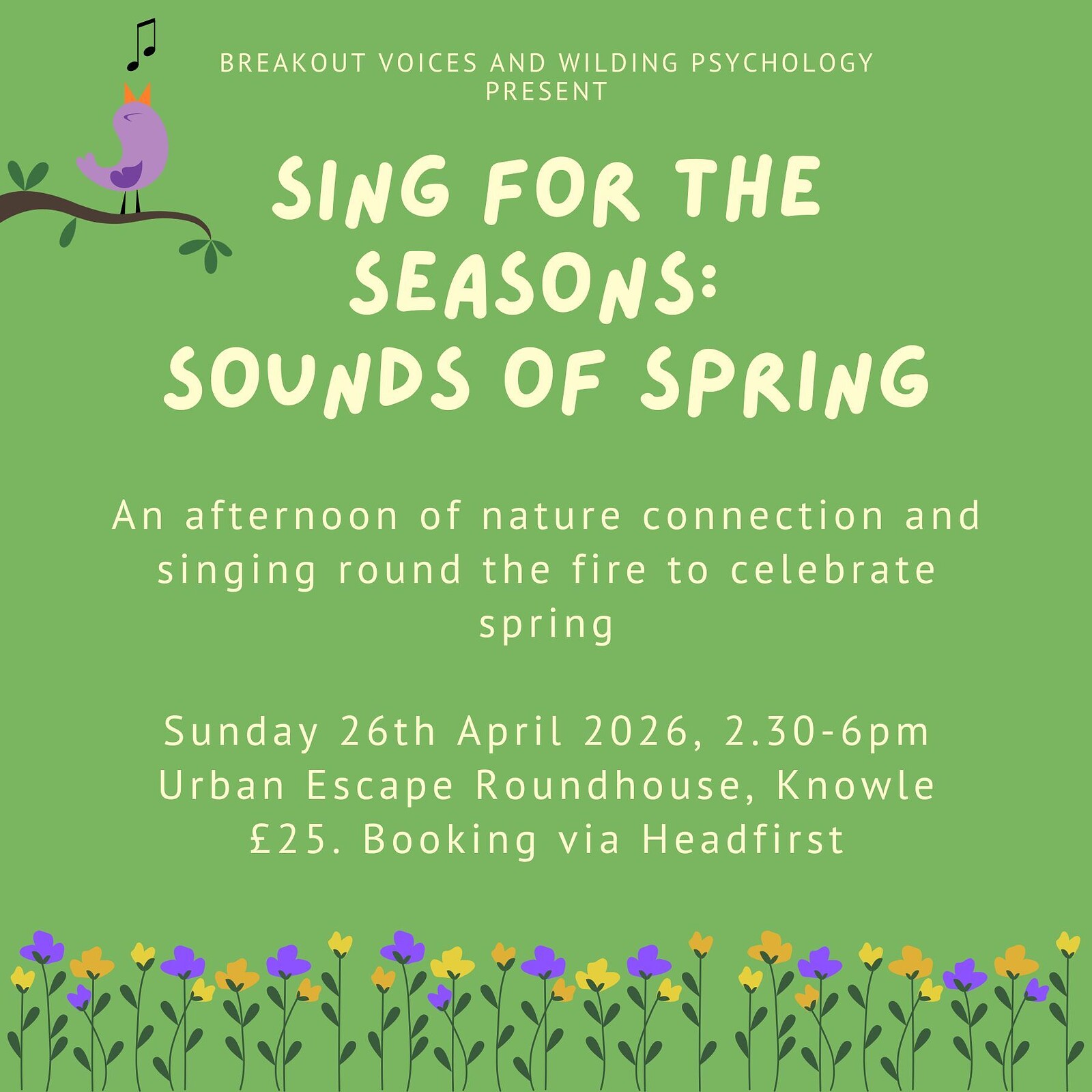 Sing for the Seasons: Sounds of Spring at Urban Escape Roundhouse, Springfield Allotments, 50-52 Andover Road, Knowle; BS4 1AL