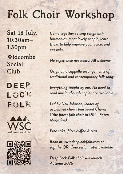 Folk Choir Workshop, Bath at Widcombe Social Club
