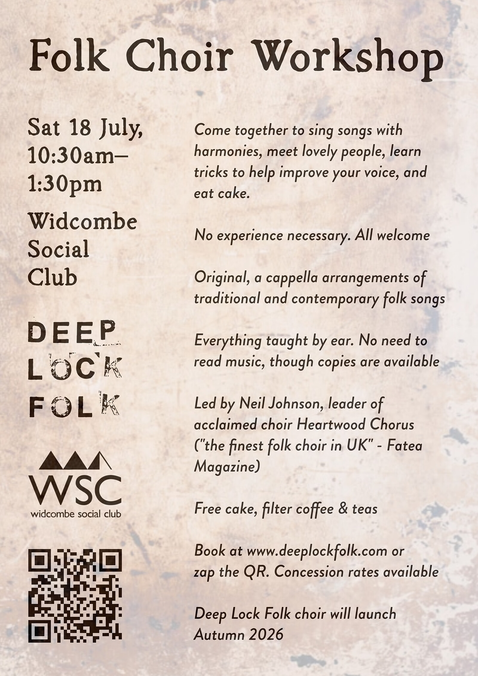 Folk Choir Workshop, Bath at Widcombe Social Club