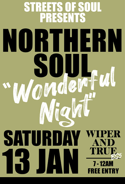 NORTHERN SOUL - "WONDERFUL NIGHT" at WIPER AND TRUE