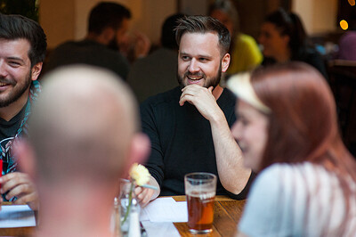 A pub quiz performance in Bristol